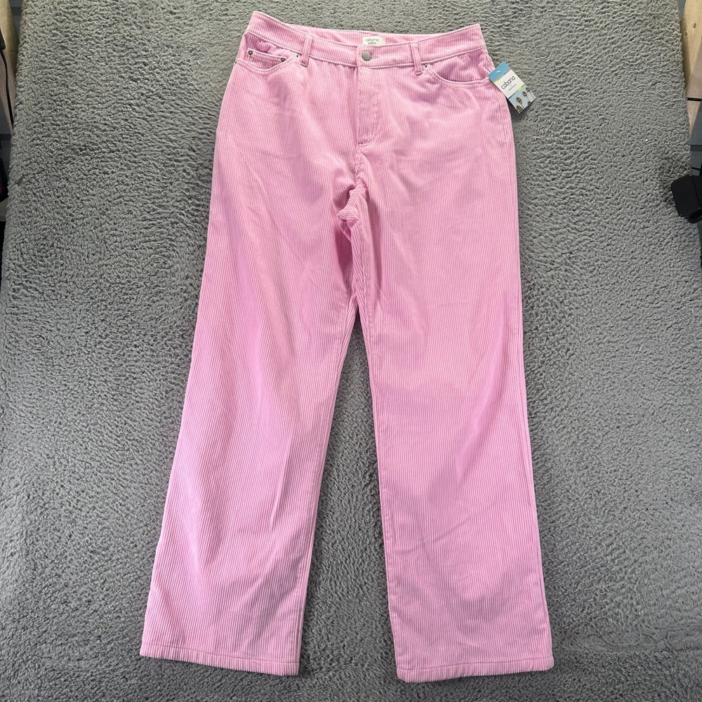 Cabana By Crown & Ivy Pant Women's 16 Pink Polyester Corduroy Chino Straight Leg
